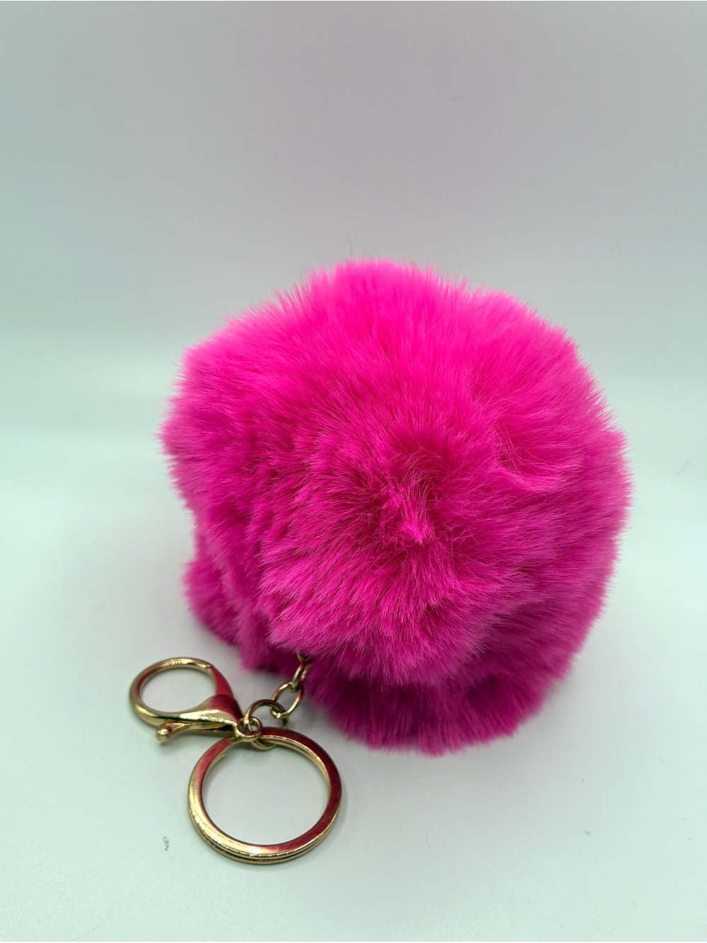 Plush Pom Pom Keychain - Choose One: White, Mint, Blue, Pink, Red - Picture 6 of 6